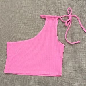 Neon pink aerie one shoulder tank top